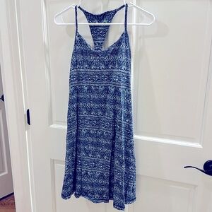 Patagonia Women’s size Small tie back halter dress. Navy blue patterned